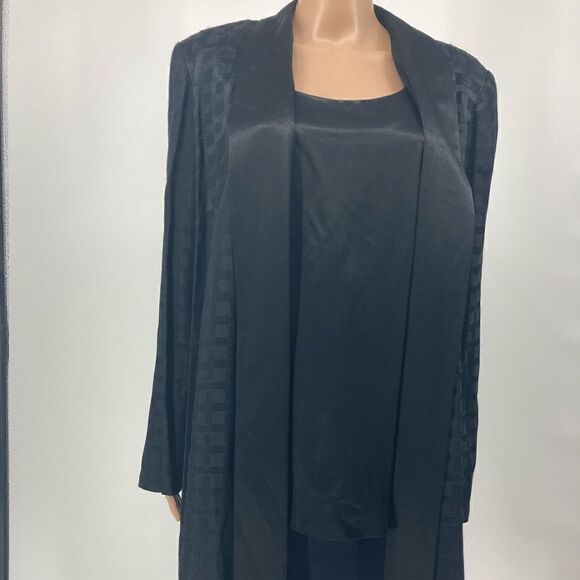 R & M Richards by Karen Kwong Two in One Long Light Cardigan/ Top Black Size 16 - Picture 2 of 7